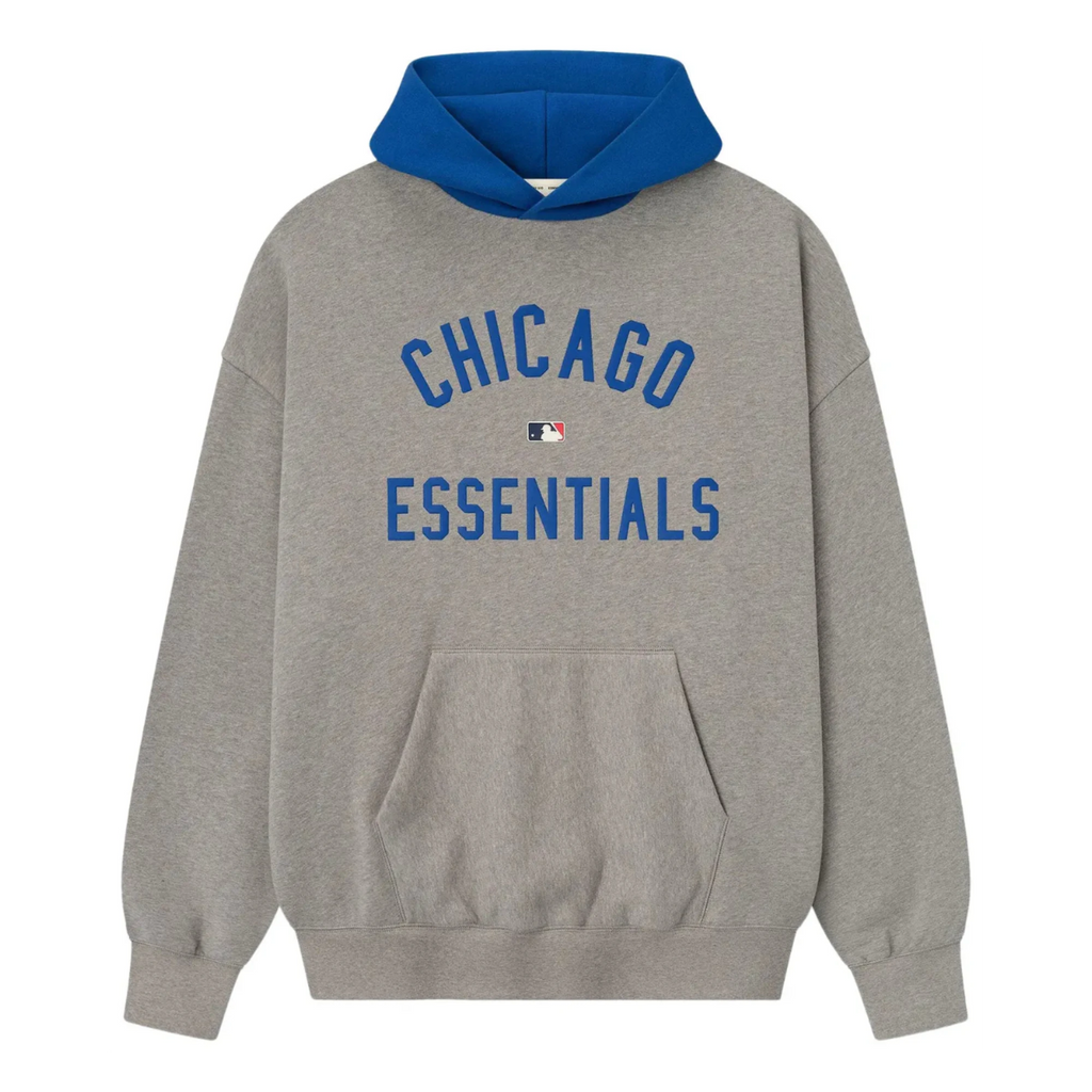 Fear of God Essentials FW25 Cubs Sport Hoodie Concrete Heather/Blue