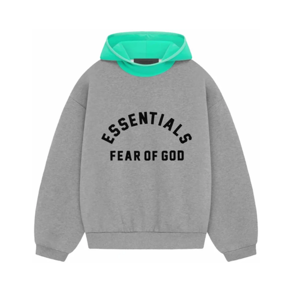 Fear of God Essentials SS24 Nylon Fleece Hoodie Dark Heather/Mint Leaf