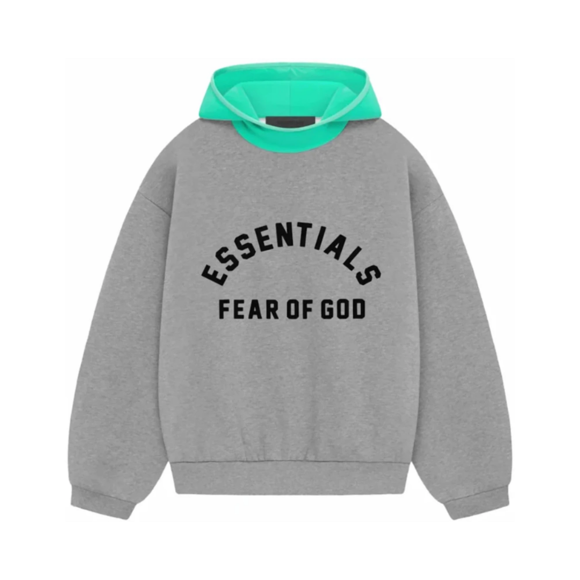 Fear of God Essentials SS24 Nylon Fleece Hoodie Dark Heather/Mint Leaf