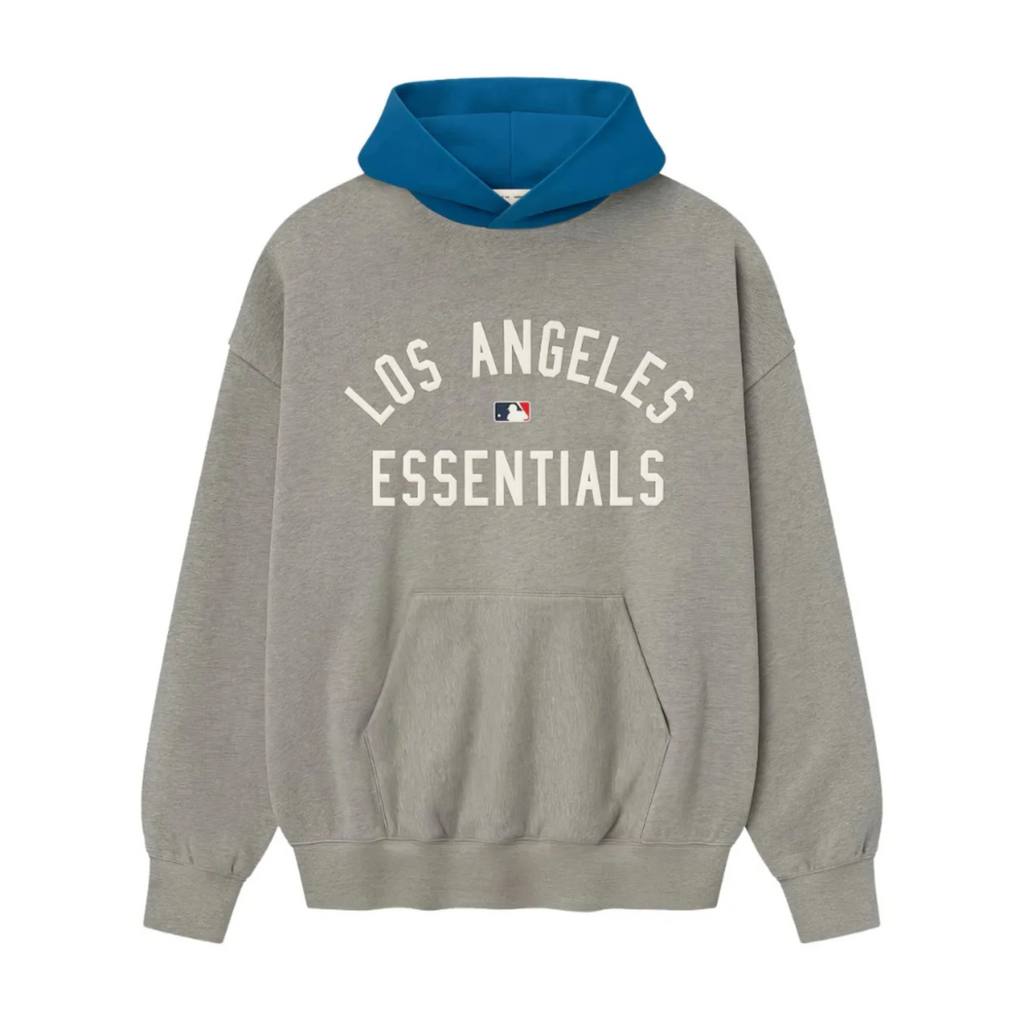 Fear of God Essentials FW25 Dodgers Sport Hoodie Concrete Heather/Blue Sapphire FW25