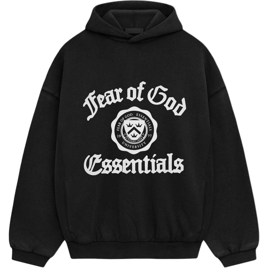 Fear of God Essentials FW24 Heavy Fleece Vintage Shrunken Hoodie Black