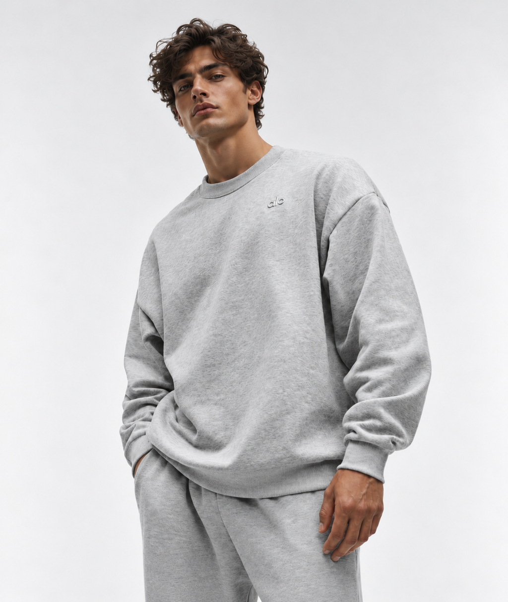 Alo Yoga Accolade Crew Neck Heather Grey