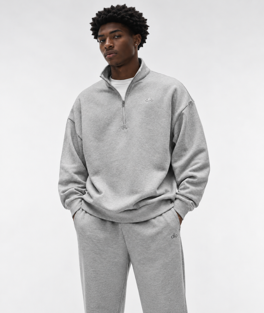 Alo Yoga Accolade 1/4 Zip Pullover Heather Grey