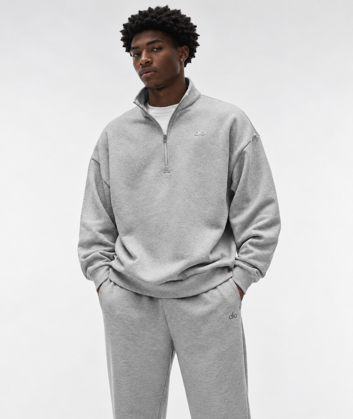 Alo Yoga Accolade 1/4 Zip Pullover Heather Grey