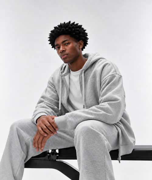 Alo Yoga Accolade Full Zip Hoodie Heather Grey